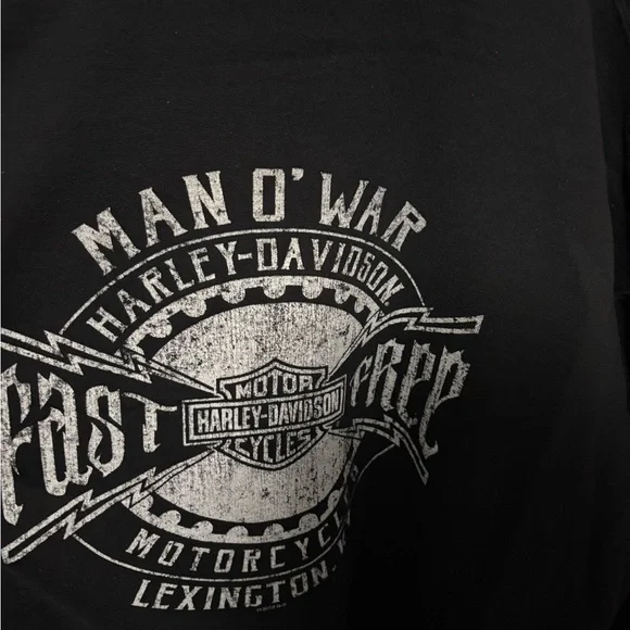 Man O’War Harley-Davidson Black and Red Skull Hoodie - Picture 2 of 3